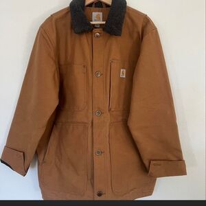 Carhartt Full Swing Brown Mid-Length Work Jacket Overcoat Sherpa Lined Men’s M